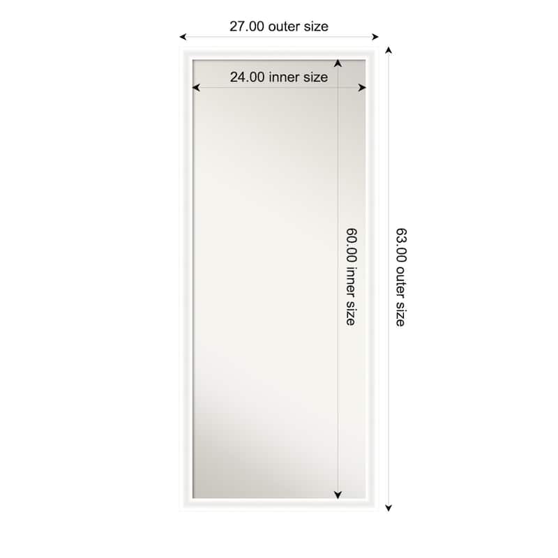 Oliver Narrow Non-Beveled Wood Framed Full-Length Floor Leaner Mirror - 27 x 63 in - Oliver White Narrow