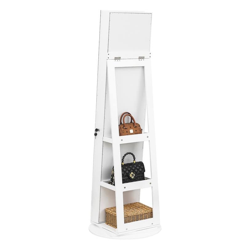 360 Lockable Jewelry Armoire with Full Length Mirror - N/A