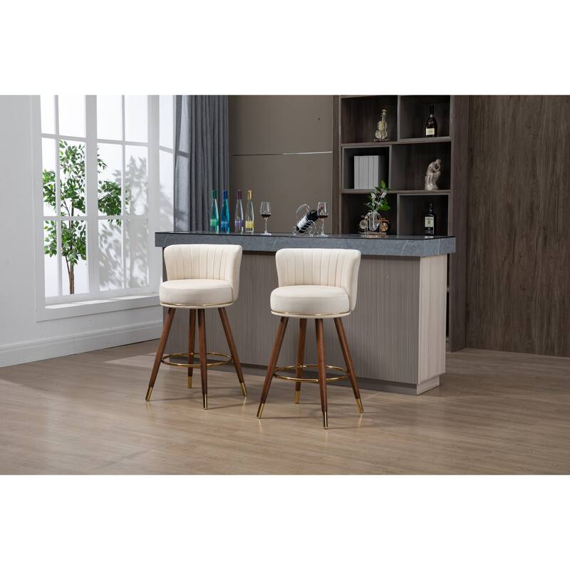 Counter Height Bar Stools Set of 2 for Kitchen Counter Solid Wood Legs