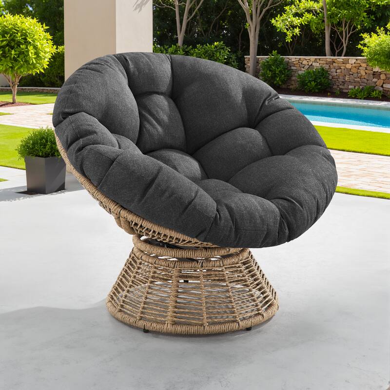 Corvus Holbaek Swivel Papasan Wicker Chair with Cushion