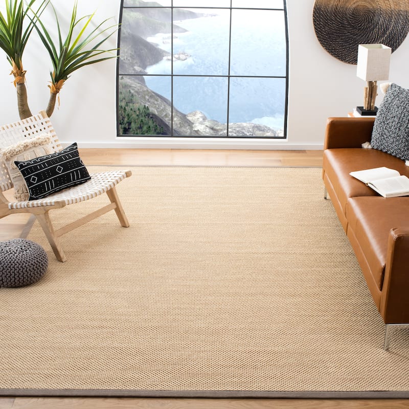 SAFAVIEH Natural Fiber Venus Casual Border Sisal Rug - 6' x 9' - Maize/Grey