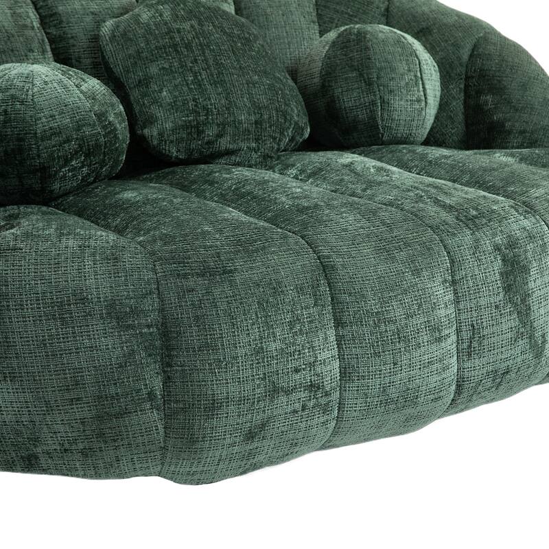 GDFStudio - Charlotte Plush Chenille Two-Seat Bean Bag Sofa for Living Room and Lounge Areas