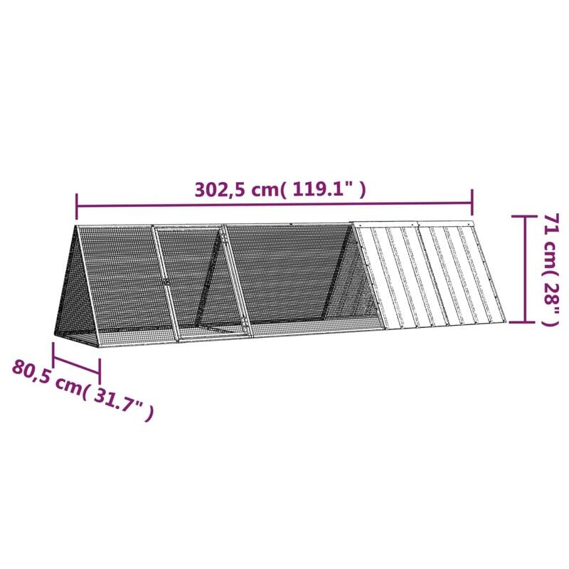vidaXL Rabbit Cage Rabbit Hutch Garden Small Animal Cage Galvanized Steel