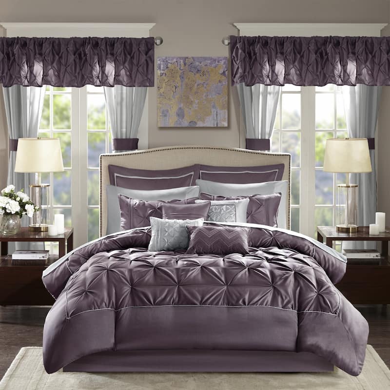 Madison Park Essentials Loretta Plum 24-piece Room in a Bag - Queen