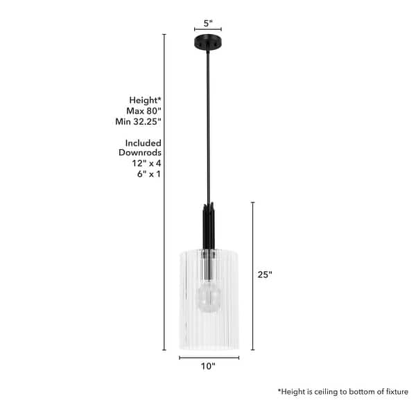 dimension image slide 4 of 8, Hunter Gatz 1-Light Pendant - Kitchen Island, Dining Room, Entry - Glam, Contemporary, Transitional