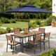 Option Set of 9 - Brown Table with Navy Blue Umbrella