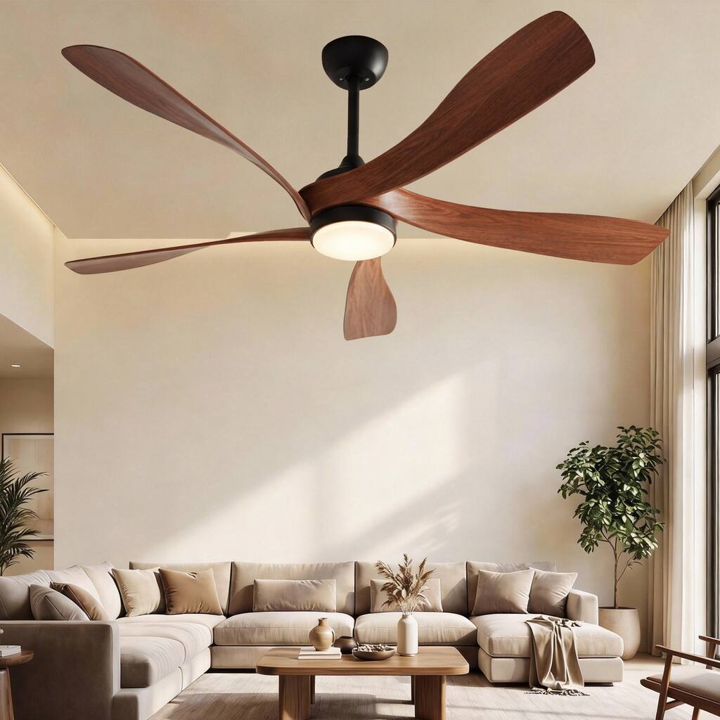 52"Ceiling Fan with Light,Propeller Ceiling Fan with Dimmable Memory LED-Quiet DC Motor,6 Speeds 5000CFM,Reversible,ETL/FCC