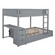 preview thumbnail 7 of 18, Full-Over-Full Bunk Bed with Twin size Trundle, Storage and Desk,with 2 USB and 2 three-holes Plugs