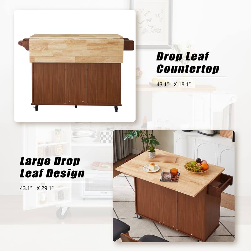 Kitchen Island With Drop Leaf Countertop(no include stool)