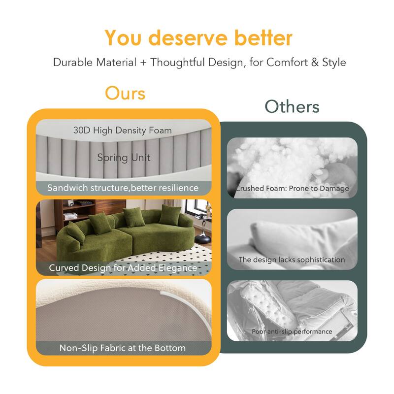 Anmytek 110 Inch Modular Curved Boneless Sectional Sofa High-Density Foam Sleeper Couch No assembly required