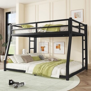 Metal Bunk Bed with Noise Reduction & Ladder