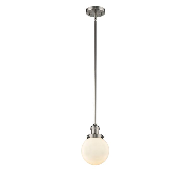 Innovations Lighting Franklin Restoration Beacon 1 Light 6" Stem Hung Mini Pendant - Matte White/Brushed Satin Nickel