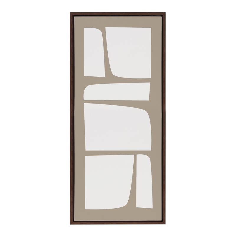 Kate and Laurel Sylvie Neutral Abstract Aztec Shapes Panel Framed Canvas by The Creative Bunch Studio