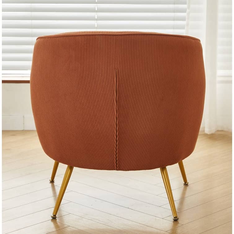 Smooth Corduroy Design Luxury Elegance Modern Channel Chair with Corduroy Material with Gold Metal Legs
