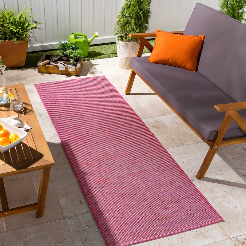 Artistic Weavers Rowena Indoor / Outdoor Heathered Area Rug - 2'6" x 7'3" Runner - Deep Pink