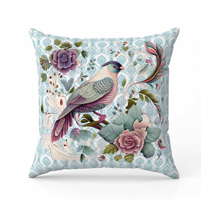 Songbird Rose Radiance Faux Suede Reversible Throw Pillow Green and Pink