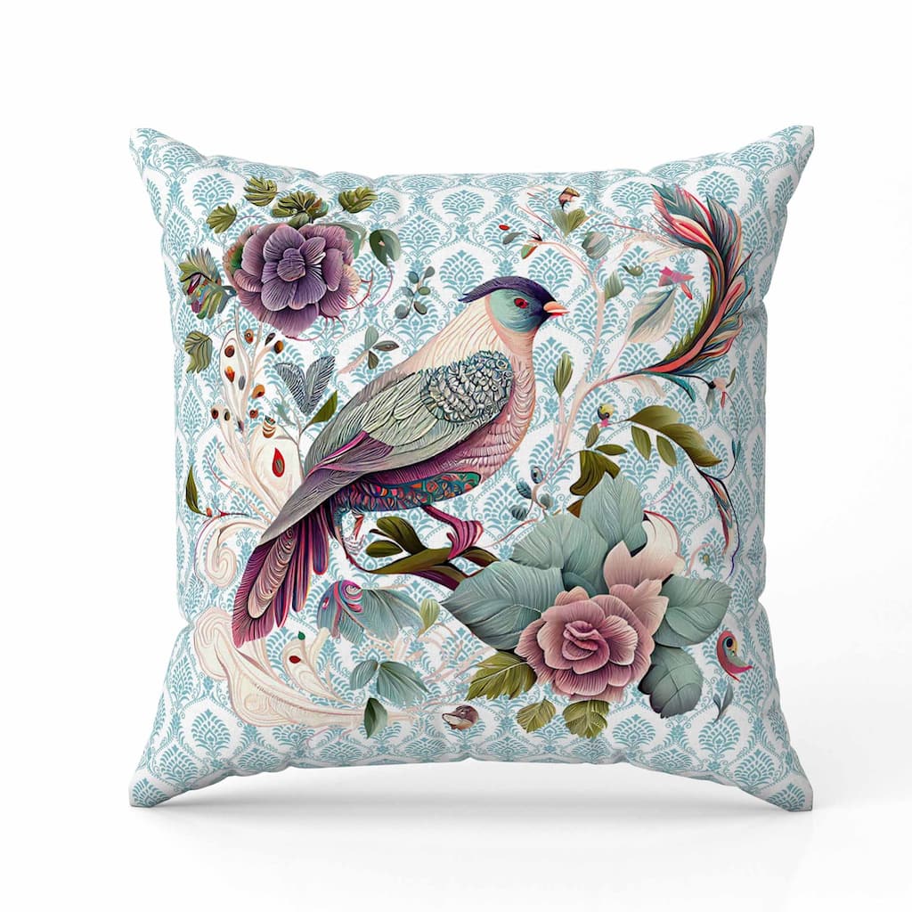 Songbird Rose Radiance Faux Suede Reversible Throw Pillow Green and Pink