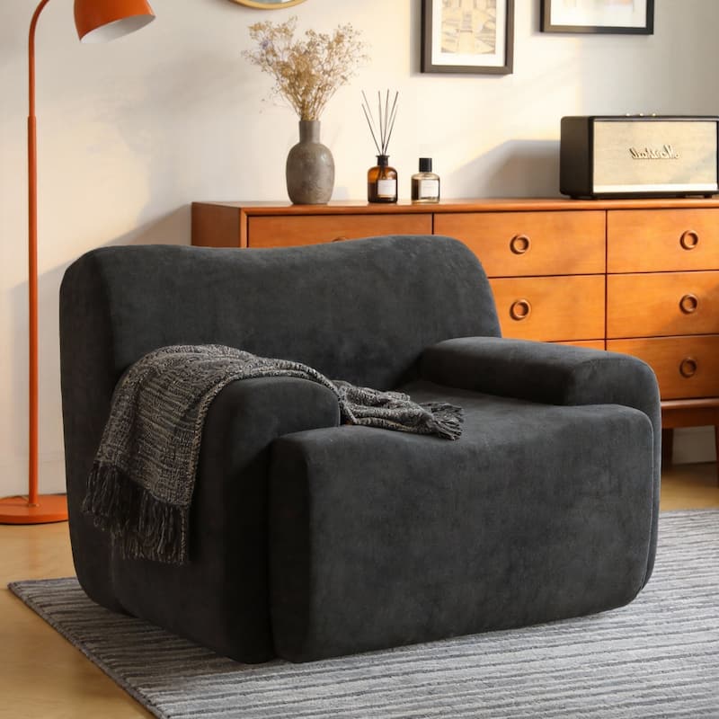 Chenille Accent Chair, Comfy Cloud Sofa Chair, Modern Armchair Boneless Reading Chairs