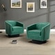preview thumbnail 59 of 79, 2 Set Tufted PU Vegan Leather Swivel Barrel Chair with Nailheads Trim