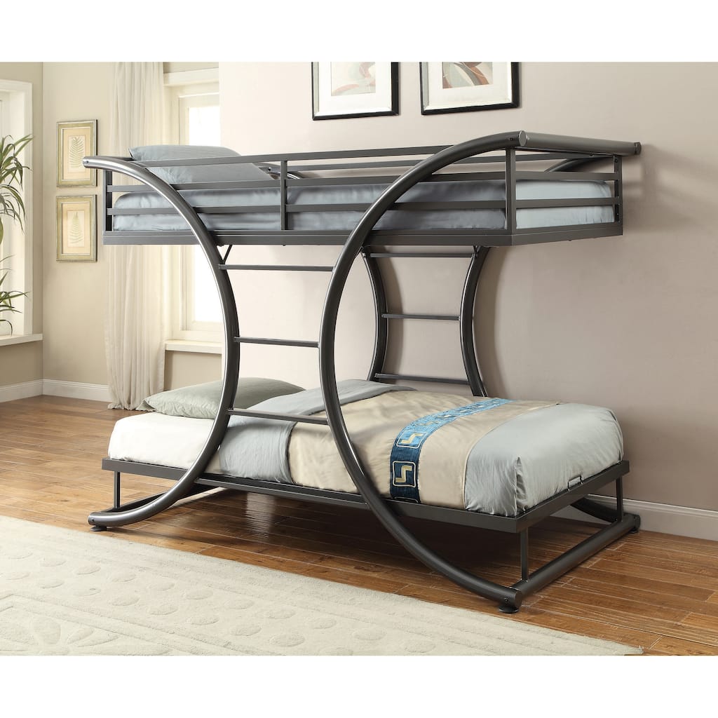 Weston Gunmetal Metal Bunk Bed with Curved Ladders