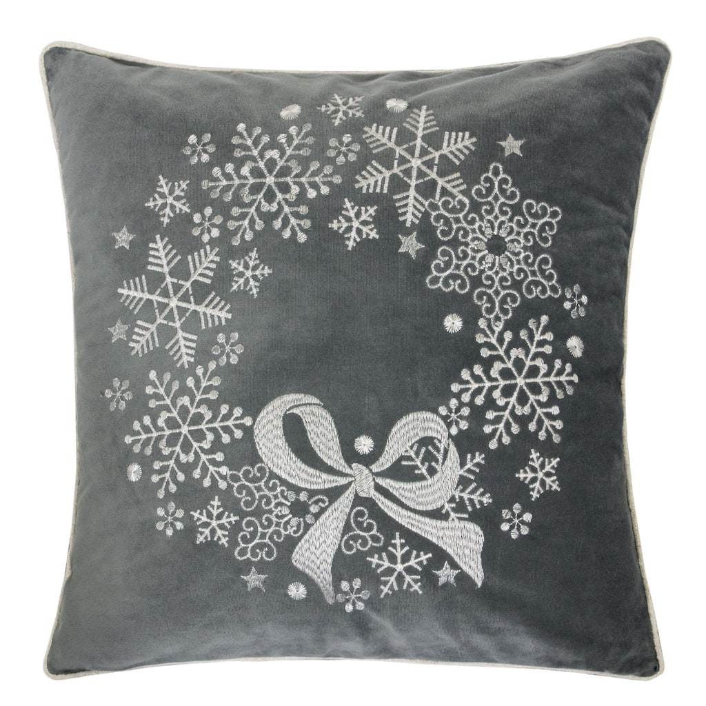 Gray Velvet Holiday Throw Pillow