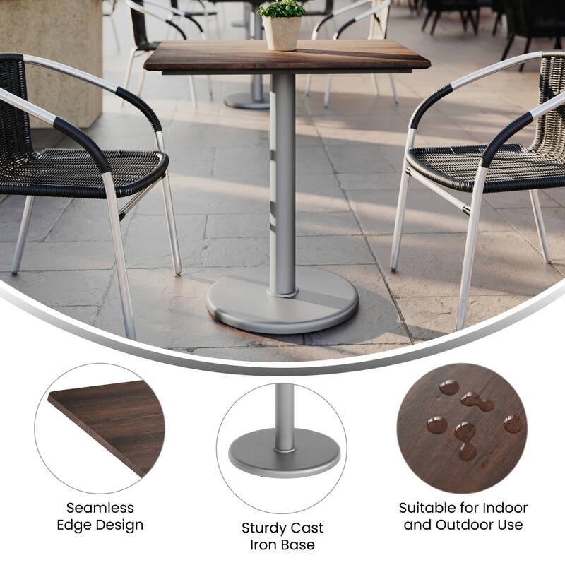 Commercial All-Weather HPL Tabletop with Round Base - 29.75"W x 23.75"D x 29.5"H