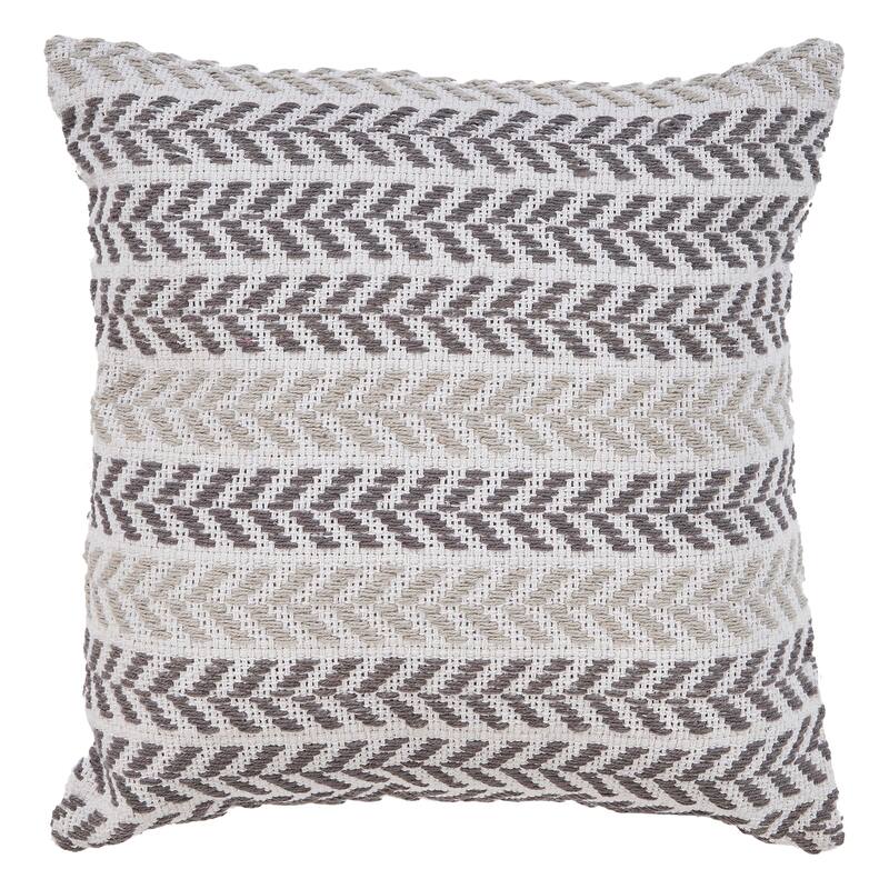 Sevita Beachside Chevron Natural Cotton Square 18"x18" Throw Pillow, Set of 2 or 4 - Gray - Set of 3 or More