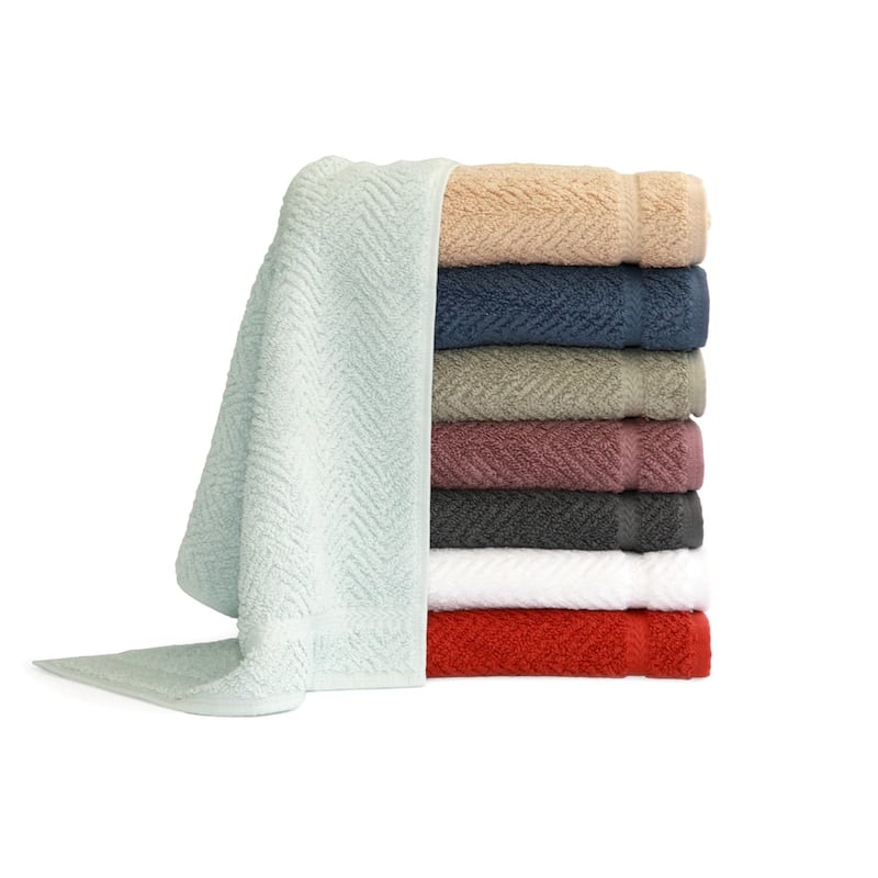 Authentic Hotel and Spa Herringbone Weave Turkish Cotton Washcloth (Set of 6)