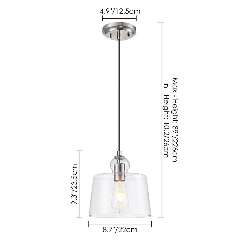 8.7" 1-Light Modern Mini Chrome/Gold/Matte Black Clear Glass Pendant Light for Kitchen Island Dining Room