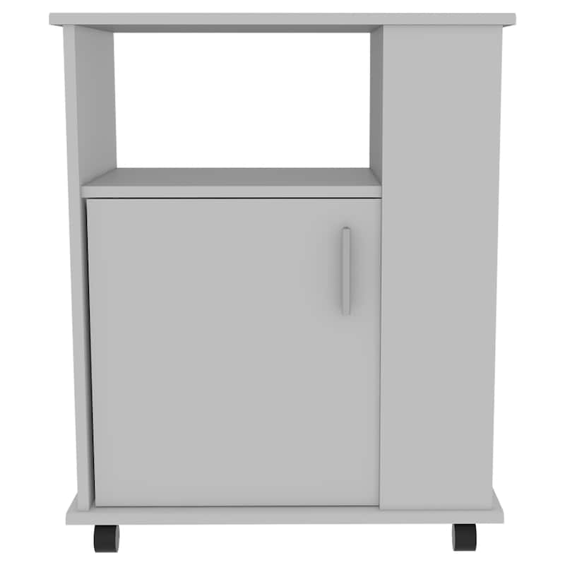 Tournament 6-Shelf 1-Door 3-Drawer 2-piece Kitchen Set, Kitchen Island and Kitchen Cart White and Light Oak