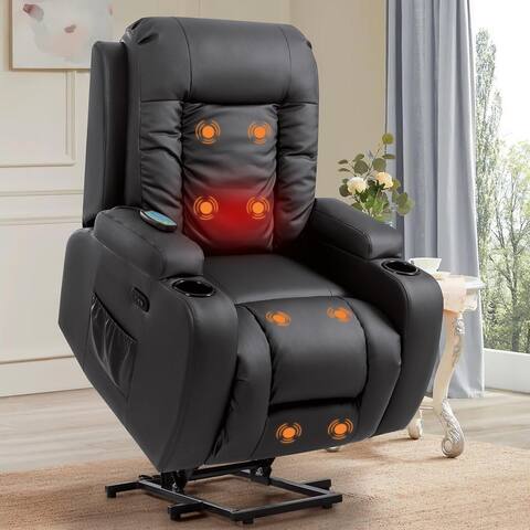 Furniwell PU Leather Power Lift Assist Recliner Chair with USB