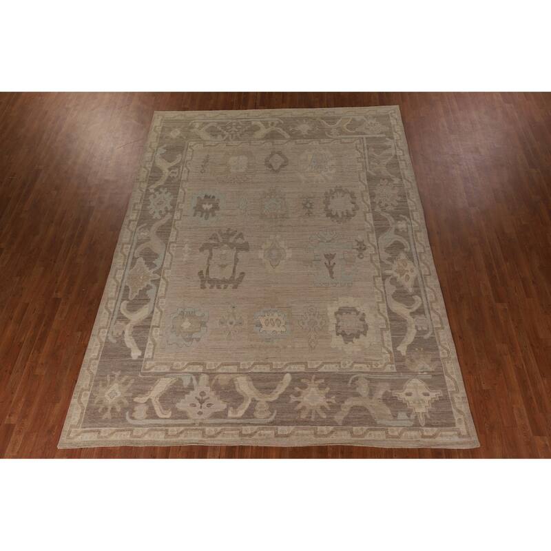 Oushak Oriental Area Rug Turkish Hand-Knotted Wool Carpet - 9'0" x 11'8"