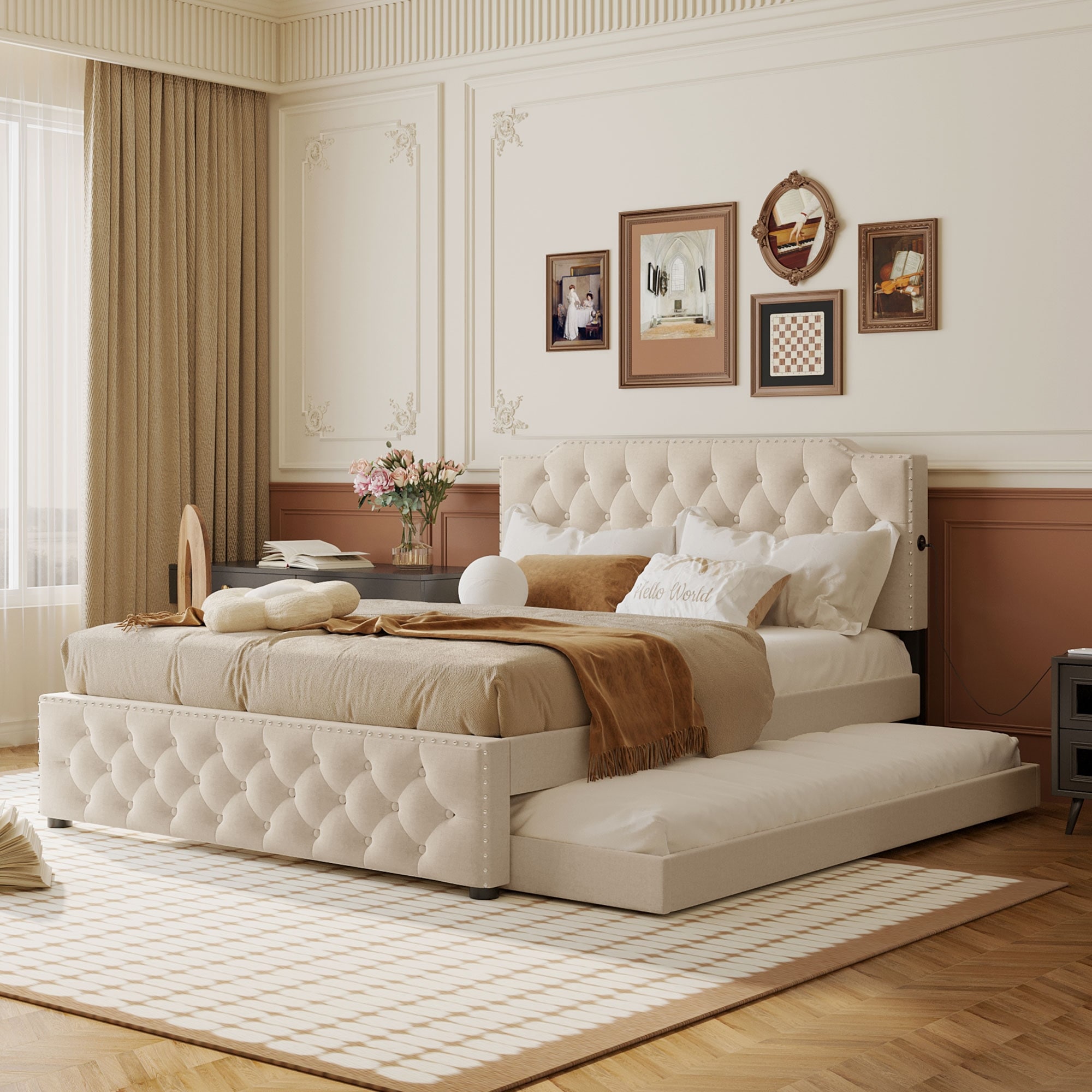 Trundle queen shop bed frame