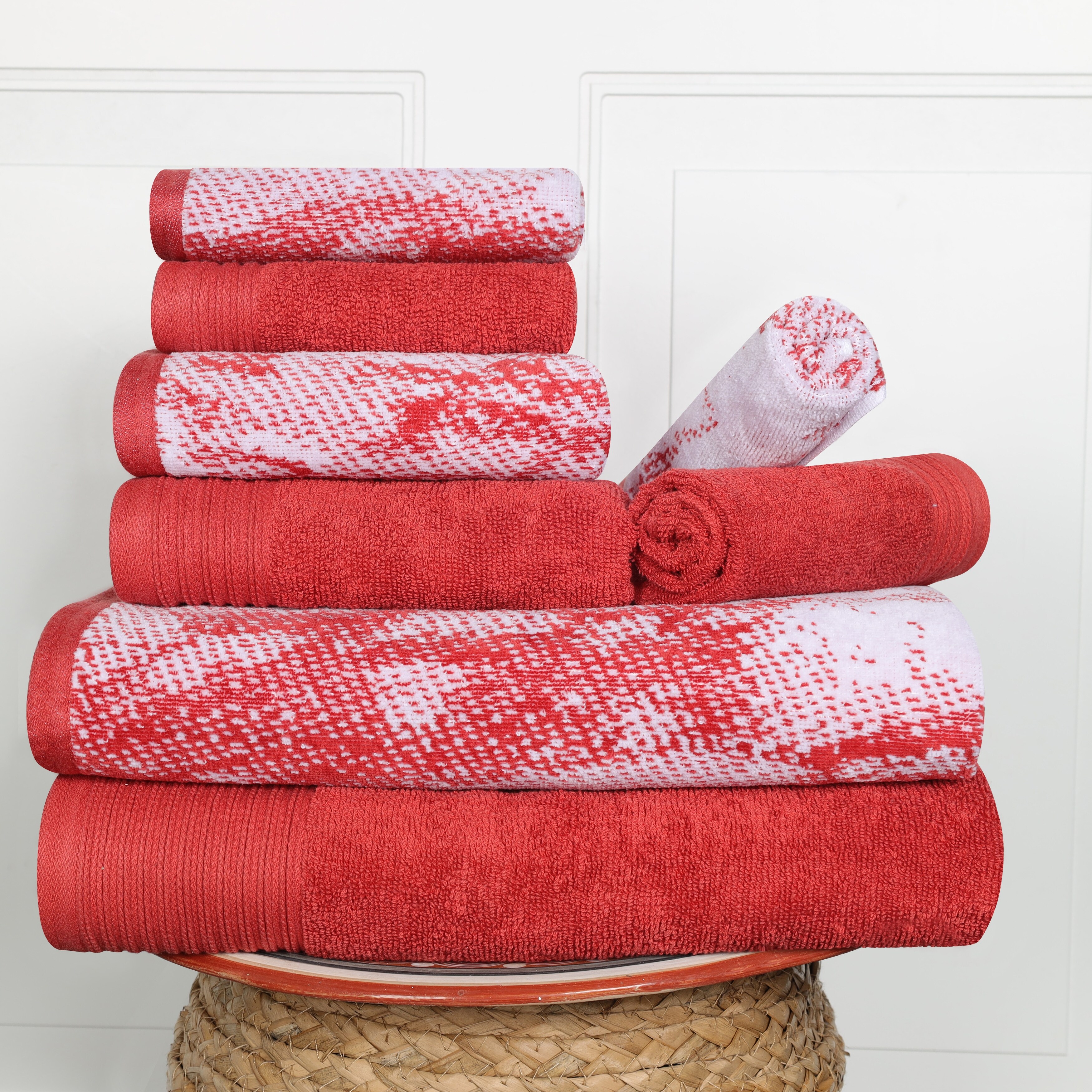 Superior Marble Effect Cotton Absorbent Textured 10 Piece Towel Set