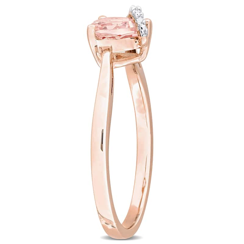Miadora 5/8ct TGW Heart Shape Morganite and Diamond Accent Wrap Ring in Rose Silver