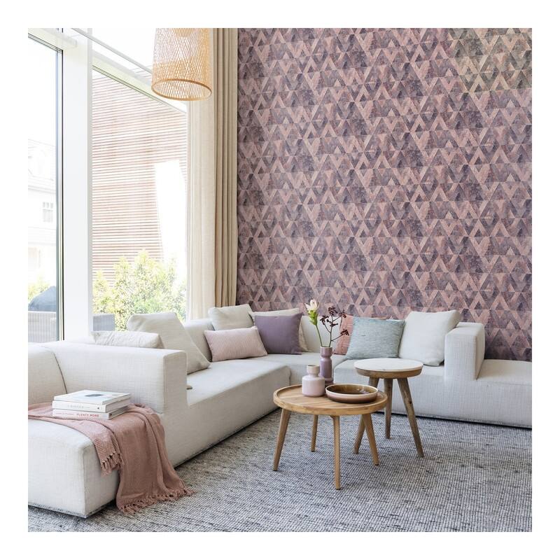 Rasch Shikhar Raspberry Geometric Wallpaper - 20.5 x 396 x 0.025