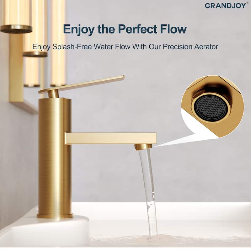 GRANDJOY 2-Pack Modern Single Handle Bathroom Vanity Faucet, Single-Hole Installation