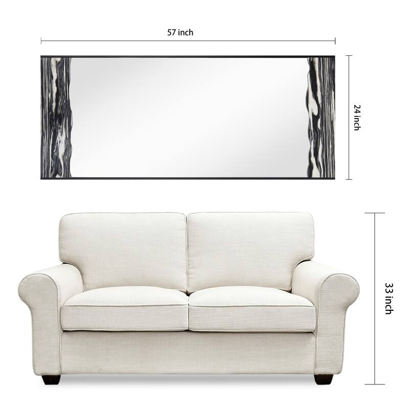 Modern Veil Rectangular Wall Mirror on an Exotica Stained Veneer Frame - 57"x 24"x0.8"