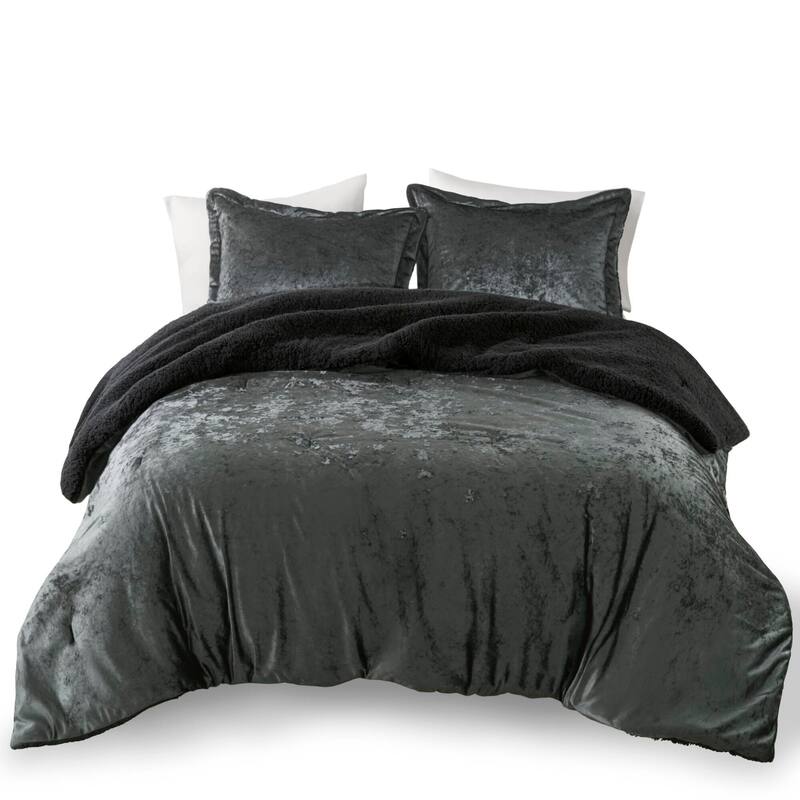 GDF Studio - Arya Crushed Velvet Sherpa Reversible Comforter Set