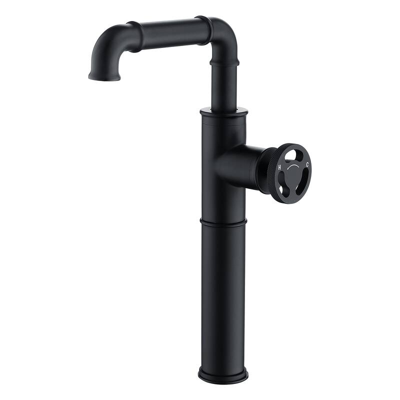 Industrial-style Bathroom Vessel Faucet Single Hole Black with Premium Single Handle