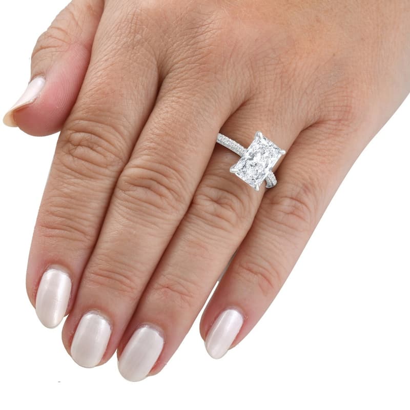 Bliss Diamond Certified 3.44Ct Cassidy Radiant Cut Diamond Engagement Ring Gold Lab Grown