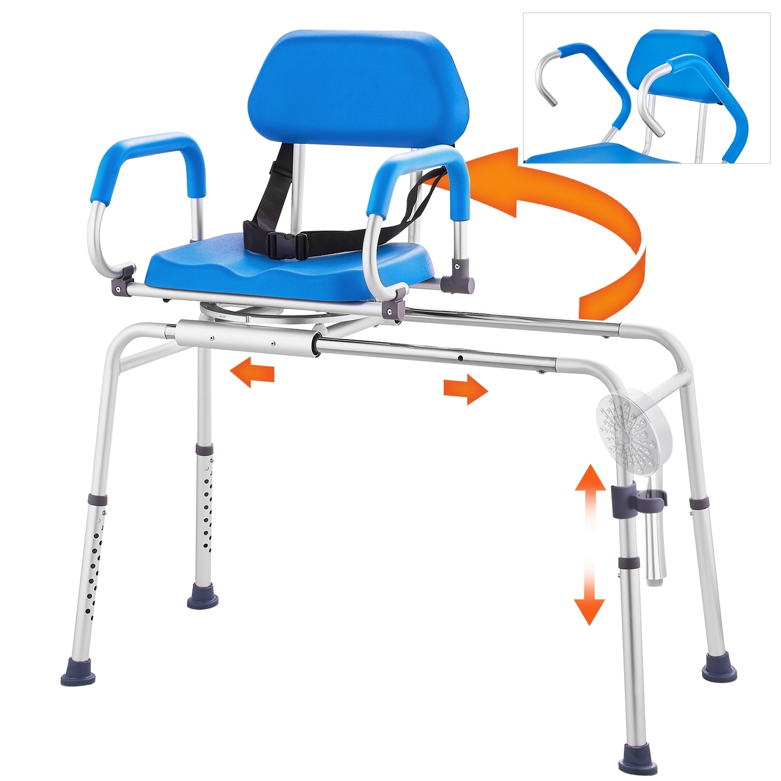 Sliding Tub Transfer Bench Sliding Shower Chair with Pivoting Armrest Padded Seat and Safety Belt for Elderly Disabled On Sale Bed Bath Beyond 41528524