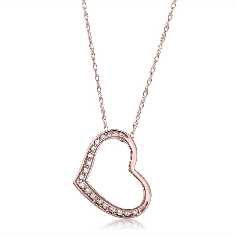1/5Ct Diamond Heart Pendant in White, Yellow, or Rose Gold