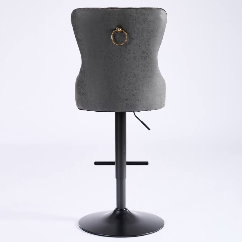 Roomfitters Adjustable Swivel Bar Stools Set of 2, Retro PU Leather Tufted Counter Chairs with Metal Base