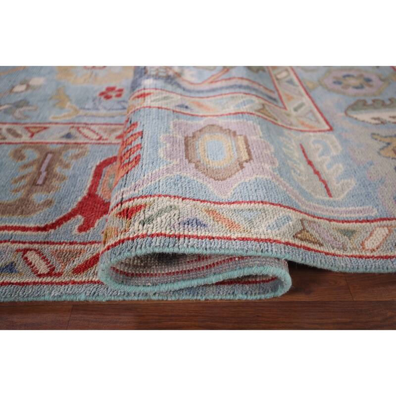 Blue Light Oushak Oriental Area Rug Handmade Wool Carpet - 8'0"x 10'0"