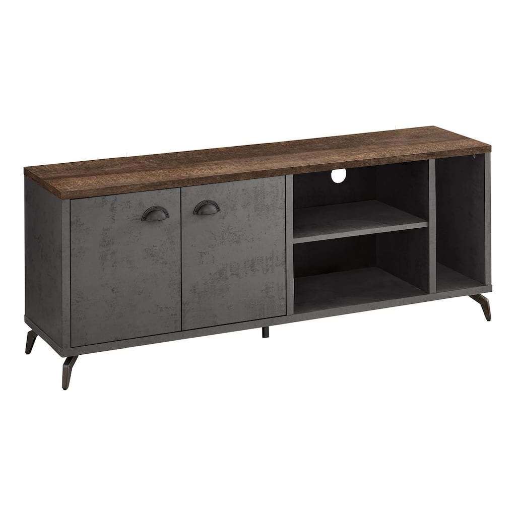 60 Inch Media Console, Industrial-Style TV Stand with 2 Cabinets & 3 Shelves, Modern Living Room Furniture