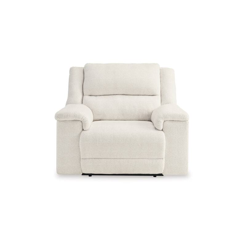 Dino Power Recliner Chair USB Ports and Block Arms, White Polyester