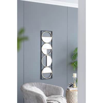 47.2" Eclectic Styling Metal Beaded Black Wall Mirror
