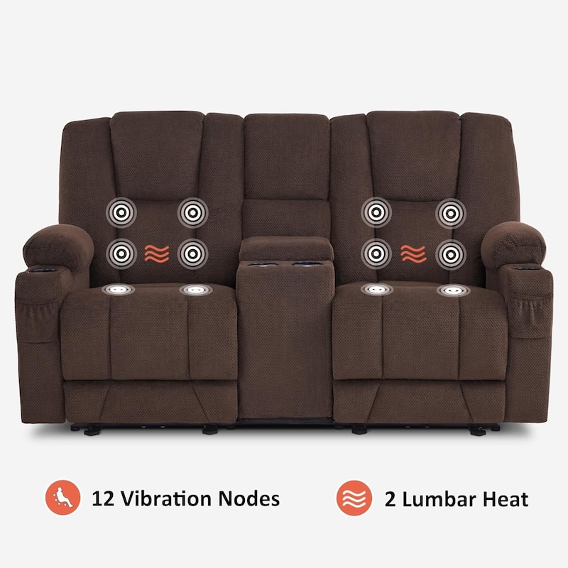 MCombo Electric Power Reclining Sofa with Massage and Lumbar Heat, Fabric 6015/6025/6035/6045
