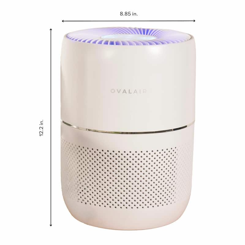 OVAL AIR 3-Stage H13 Smart True HEPA Desk Air Purifier for Rooms up to 150 sq. ft. reduces Allergies, Asthma, Pets, Odor, White